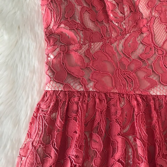ELIZA J Lace Midi Dress Sleeveless A-Line V Neckline Dusty Coral Red Size 6 NWOT - Picture 8 of 16